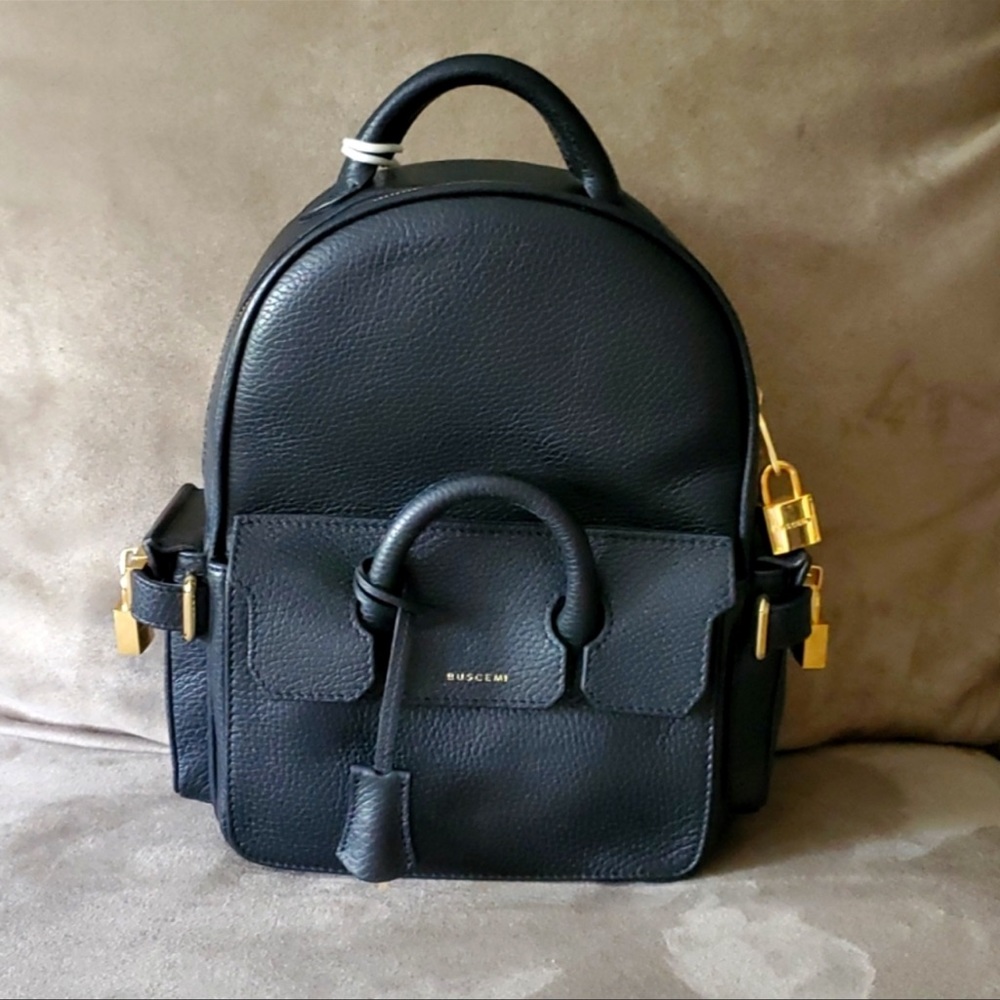 Buscemi Mini PhD black leather backpack bag